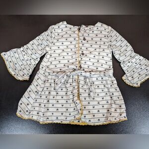 Girls Flare Sleeve Tunic size 3 T Max Studio Tie Back arrow print cotton boho